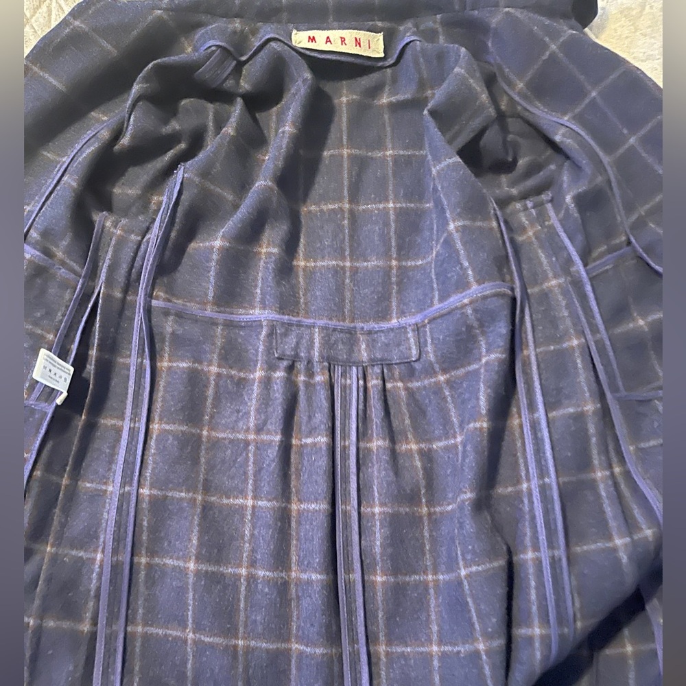 Marni lightweight wool jacket, plaid, tie front, size 42 - Picture 6 of 9